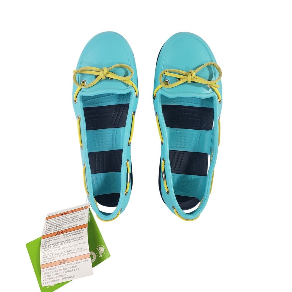 Crocs Women's Beach Line Boat Shoe Size 5 Pool (Turquoise) and Navy Blue NEW